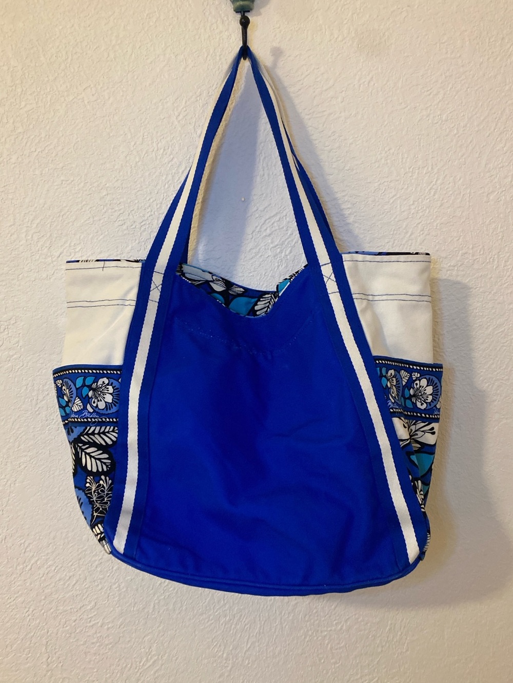 Vera Bradley Tote Blue Bayou Large Open Top Shoulder Bag Beach Travel Weekend